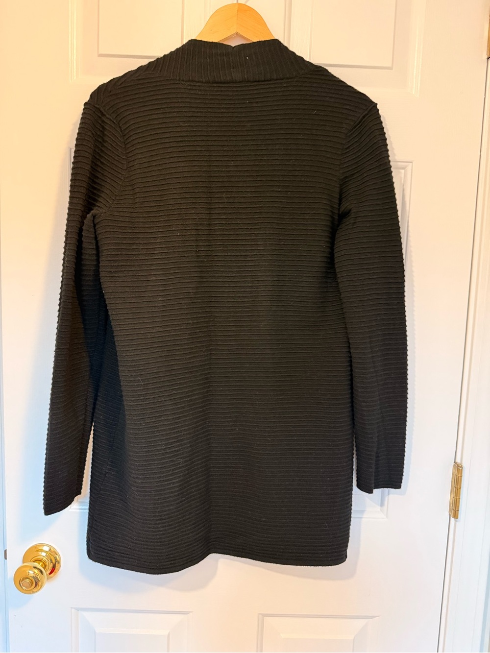 Cyrus Ribbed Open-Front Cardigan - Black - Picture 2 of 3